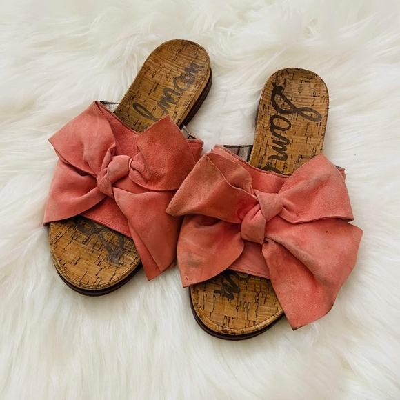 Sam Edelman Shoes - Sam Edelman Suede Giant Bow Leather Slip On Sandals
